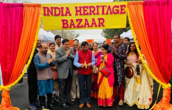 As part of Azadi Ka Amrit Mahotsav events and also to promote India's exports, the Consulate General of India, San Francisco organised a India-Heritage Bazaar at Shiva-Vishnu Temple in Livermore.  Consul General inaugurated the Bazaar and emphasised on increasing awareness about Indian handicrafts ranging from textiles to metals while mentioning the call of Hon'ble Prime Minister to promote 75 products during Azadi Ka Amrit Mahotsav.  The Heritage Bazaar attracted hundreds of people in Bay Area with some of the local sellers setting up their stall at the Bazaar.  The range of products displayed ranged from Paintings, Jewellery, Handlooms, Yoga, Ayurveda, Silverware, etc.  A Heritage Conservationist Ms. Paul also spoke on the occasion emphasizing on the rich diversity of handicrafts produced in India.  Vice-Mayor of San Ramon Mr. Sridhar Verose was also present on the occasion.